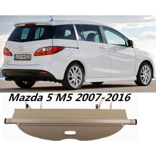Car Rear Trunk Security Shield Cargo Cover For Mazda 5 M5 2007-2016 High Qualit Auto Accessories (Black, beige)