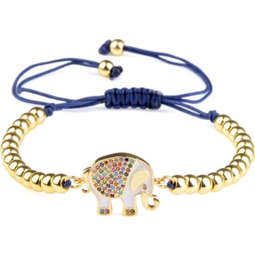 Chanfar Yellow Hematite Beaded Natural Stones Bracelet Elephant Charm Crystal Zircon Micro Pave Pendant Women Fashion Jewelry