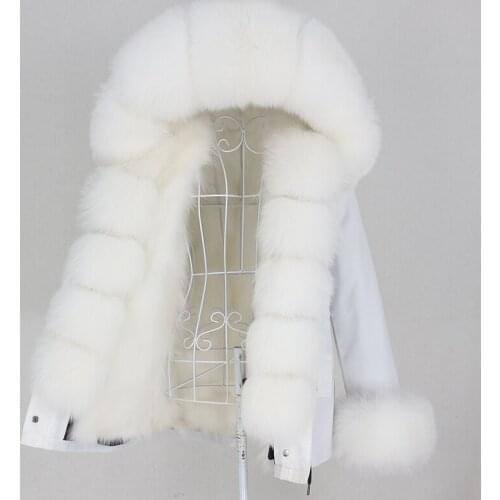 2020 Waterproof Short Parka Real Fox Fur Liner Coat Winter Jacket Women Natural Raccoon Fox Fur Collar Hood Outerwear Streetwear