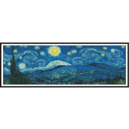 Starry night panorama (van gogh) cross stitch kit aida 14ct 11ct count print canvas stitches embroidery DIY handmade