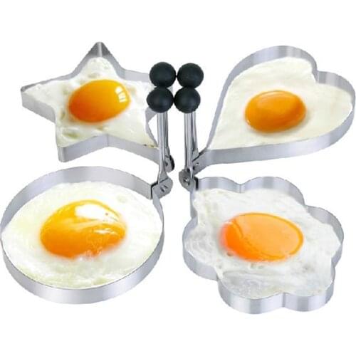 1PC Fried Egg Shaper Egg Mold Stainless Steel Pancake Mold Omelette Cake Tools Kitchen Gadgets Random Shape Fried Egg Mould