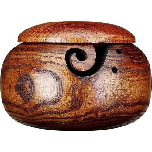 10-16cm Wooden Yarn Bowl Knitting Crochet Yarn Ball Storage Organizer Bowl