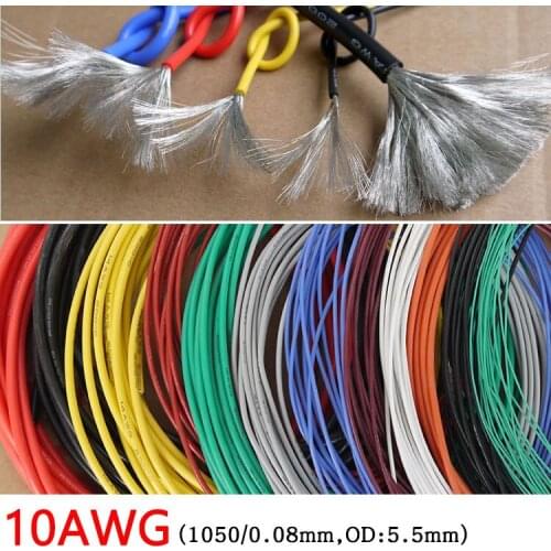 10AWG Silicone Wire 5.3mm Square Insulated Flexible Electrical Cable Heatproof Tinned Copper Silica Gel Soft DIY Core Test Line