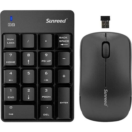 2.4GHz 18 Keys Wireless Numeric Keypad Number Keyboard Optical Mouse Combo Set