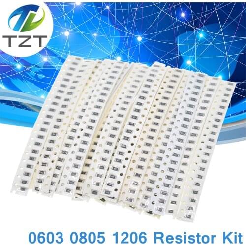 33valuesX 20pcs=660pcs 0603 0805 1206 Resistor Kit Assorted 1R to 1M ohm 1% SMD Sample Kit DIY 3.3R 5.1R 10R 47R 62R 82R 1K 10K
