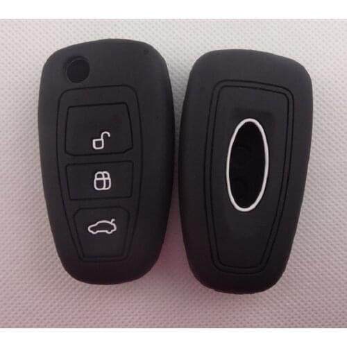 4PC Silicone car key case cover sleeve hood skin set for FORD Focus Fiesta Ecosport Kuga Escape flip folding remote keyless