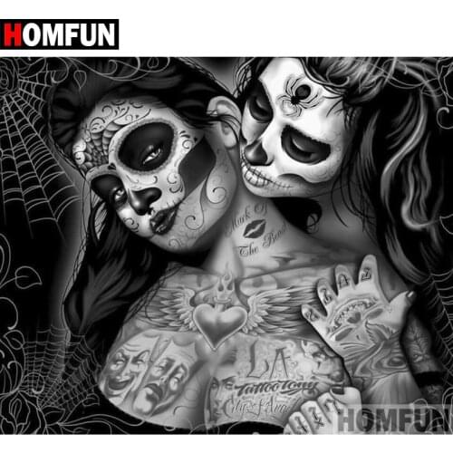 HOMFUN Full Square/Round Drill 5D DIY Diamond Painting "Skull Woman" Embroidery Cross Stitch 5D Home Decor Gift A07438