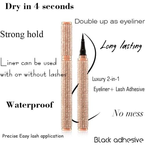 Diamond Bling Glitter 2 in 1 eyeliner and lash adhesive Makeup Long Lasting hot selling lash glue when wet eyeliner when dry