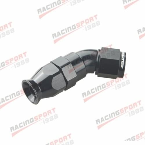 AN6 6AN AN-6 45 DEGREE REUSABLE SWIVEL PTFE HOSE END FITTING FULL FLOW BLACK/SILVER