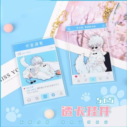 Anime Jujutsu Kaisen Gojo Satoru Acrylic PVC Transparent Cards Keychain Take Photo Keyring Student Bag Pendant Toy Cosplay Gift