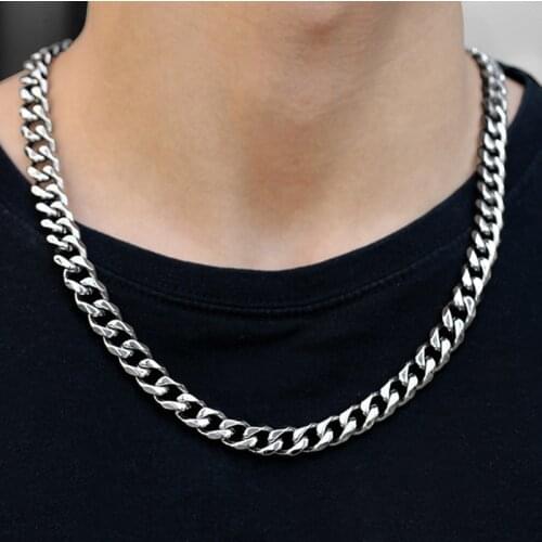 Stainless Steel Chain Necklace for Men Women Curb Cuban Link Chain Silver Color Punk Choker Fashion Male Jewelry Gift