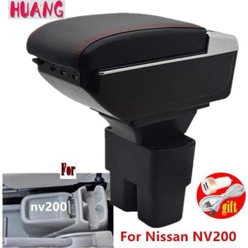 For Nissan NV200 Armrest box Retrofit parts Interior Car Armrest Storage box accessories Retrofit parts USB LED