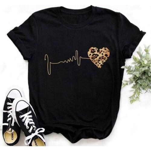 T Shirt Women Tops Base O-neckBlack Tees Kiss Leopard Lip Girls Tshirt ZOGANKIN Summer Shirt Lips Leopard Graphic Simple Style