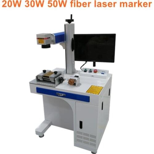 Hot selling portable used hologram sticker printer of cable fiber laser marking machine 30W with rotary