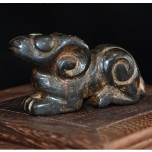 Hongshan culture archaize black iron meteorite sheep statue