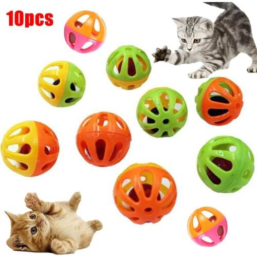 10Pcs Pet Cat Kitten Hollow Plastic Ball Bell Interactive Exercise Funny Toy Pet Supplies Training Ball