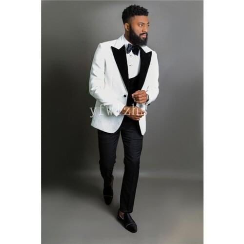 Handsome One Button Groomsmen Peak Lapel Groom Tuxedos Wedding Dress Men Suits Blazer Prom Dinner (Jacket+Pants+Tie+Vest) B10