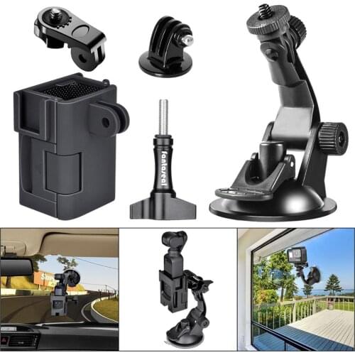 5in1 Car Suction Cup Mount Vehicle WindScreen Windshield Holder Expansion Frame Mounts Kit for DJI OSMO Pocket Stabilizer Camera