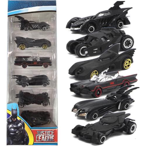 1:64 6 Pcs/Set Alloy Car Models Toy Bat Chariot American Movie First To 6th Generation Bat Chariot Metal Cars For Children Gifts