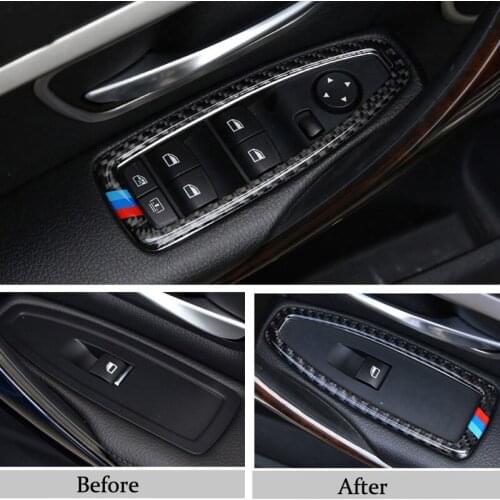 Car Interior Window Switch Button Panel Cover Trim Carbon Fiber Sticker for BMW 1 2 3 Series GT F20 F21 F30 F34 2012-2017