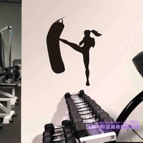 Woman Boxing Wall Sticker Kick Boxer Play Glove Free Combat Posters Vinyl Striker Home Decoration Wall Decor Pugilism Car Decal