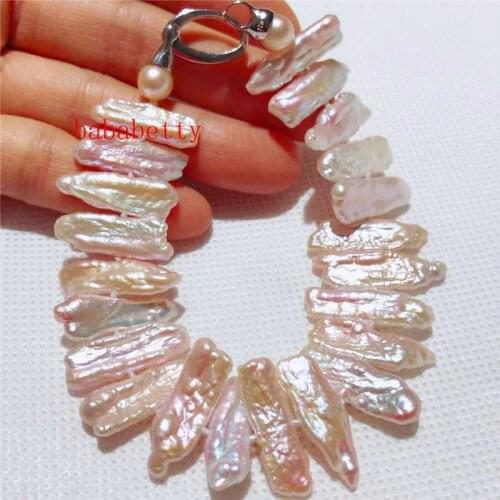 New natural freshwater aquaculture irregular baroque pearls bracelet Tibetan silver clasp