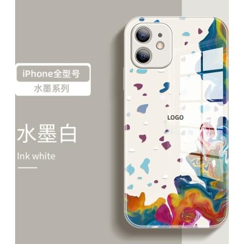 The new iPhone12 liquid watercolor glass shell Apple 7plus all-inclusive xsmax soft-edged mobile phone case
