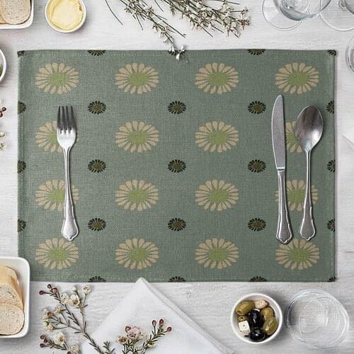 Floral Flower Pattern Placemat Dining Table Mat Cotton Linen Drink Coaster Bowl Cup Mats kitchen Pads Home Decor 40*30cm