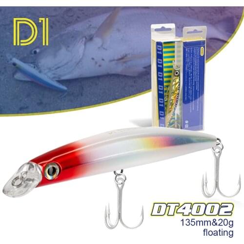 D1 Fihsing Lure for blackfin seabass seawater Rowdy 135mm 20g Floating Wobbler Special LIP Variable/rregular/Wobble＆Roll Action