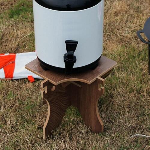 Camping Outdoor Folding Bucket Shelf Multifunctional Wood High Load-Bearing Camping Table Picnic Ice Bucket Rack Holder