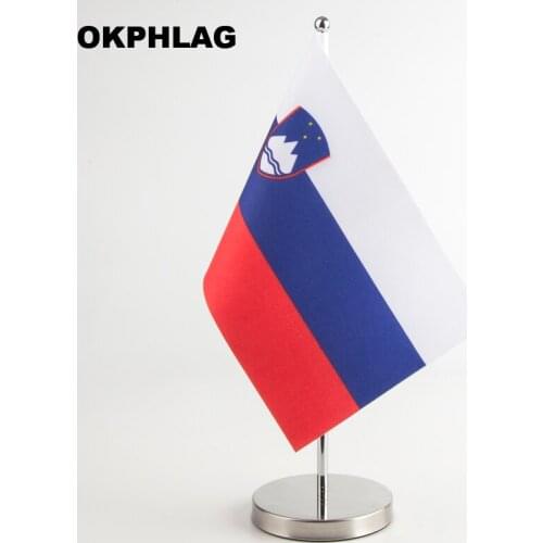 Slovenia desk Flag with Stand 14*21CM table Banners Customize for Office House Party KS-0165 KS-0165