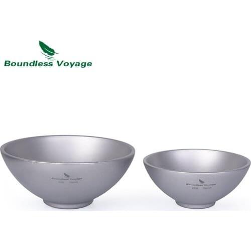 Boundless Voyage Titanium Double-Wall Bowl Outdoor Camping Tableware Dinnerware for Adult Children 220ml 450ml