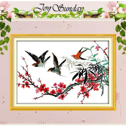 The Birds with Branches Patterns Counted Cross Stitch 11 14CT Cross Stitch Set Wholesale Cross-stitch Kit Embroidery Needlework