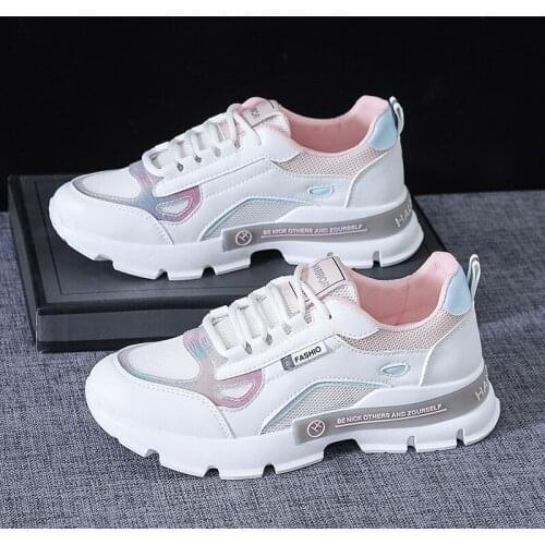 2021 New All-match Casual Women Shoes Fashion Lace Up Walking Flat Shoes White Sneakers Women Breathable Mesh Women Shoes