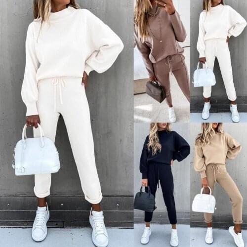 Women Autumn Long Sleeve Pullover Sweatshirt Pants Sportswear Set Tracksuit Two Piece Workout Cothes Sets