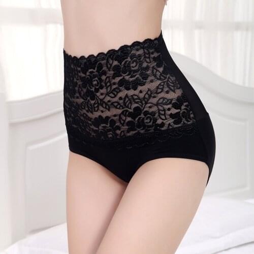 Lingerie Femme High-waisted Abdomen Ladies Panties Sexy Lace Panties Underwear Women Plus Size Soft Breathable