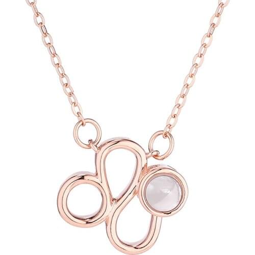 DANS ELEMENT Constellation Necklace For Women Exclusive Micro-carved Stone 100 Languages Of Love Birthday Gift Fashion 137338