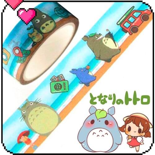 1.5cm*5m Anime Totoro Masking Washi Tape Album Scrapbooking Label Cartoon Stick Decoration