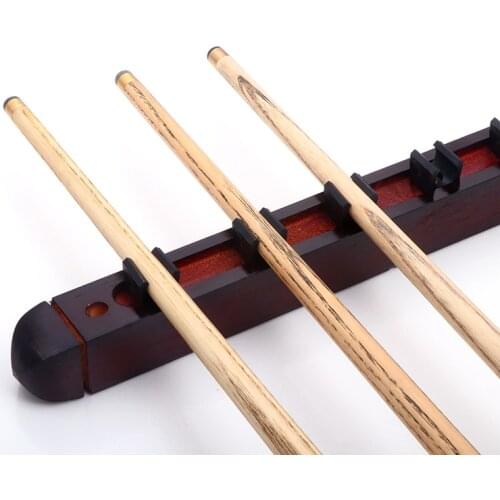 1 Set Billiard Pool Snooker Table Wall Mount Hanging Professional 6 Cue Sticks Solid Wood Rack Holder 39 x 4 x 3cm