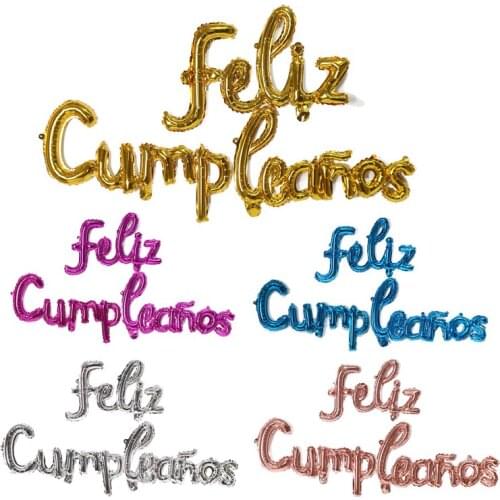 10 Sets Feliz Cumpleaños Letter Balloons Foil Spain Happy Birthday Alphabet balloon Baby Shower Party Decorations Wholesale X2