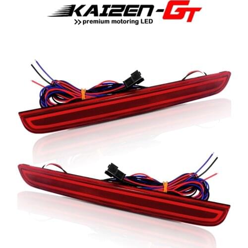 2PCS Smoked/ Red Lens Red Full LED Rear Bumper Reflector Lights Brake Tail Lights Rear Fog Lights For 2015-2019 Dodge Challenger