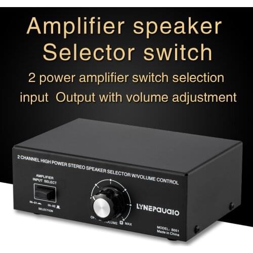 2 input 1 output passive power amplifier speaker selection switcher speaker comparator output, adjustable volume, no loss