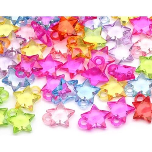 30pcs Mix Colorful Transparent Acrylic Beads 16mm Star Spacer Loose Beads For Jewelry Making Necklace Beaded DIY Accessories