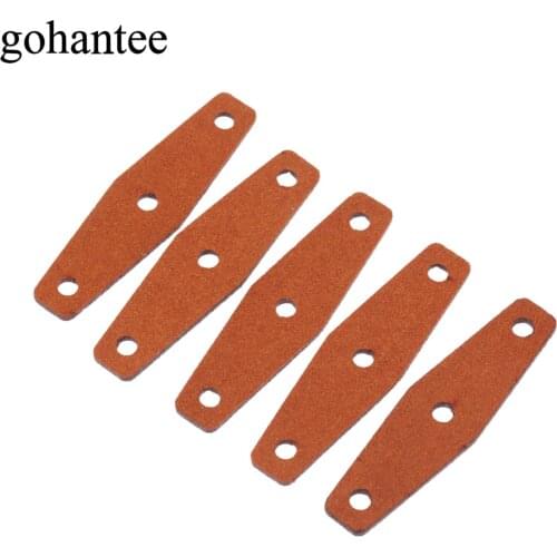 Gohantee Brown 5pcs Slingshots Pouches Microfiber Leather with Center Hole for Outdoor Hunting Catapults 50mm x 14mm x 8mm