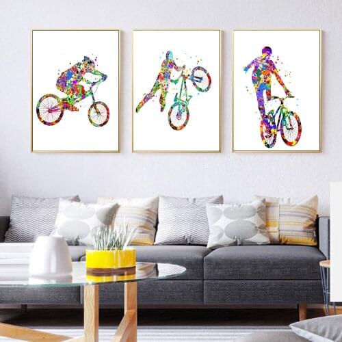 Abstractism Colorful Mosaic Bike Wall Art Canvas Painting Nordic Posters and Prints Wall Pictures for Living Home Decoration