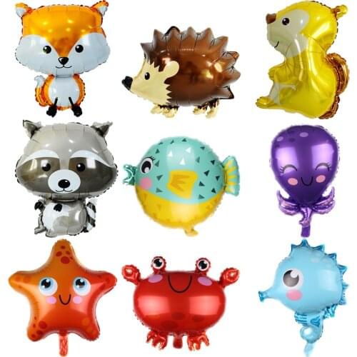 1pc Big Cartoon Animal Raccoon squirre Balloon octopus starfish foil balloon Forest party birthday decoration Baby Shower Globos