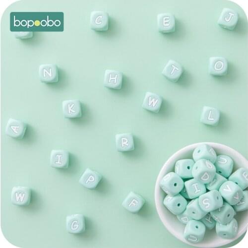 Bopoobo 20pc 12mm Letter Silicone Beads Baby Teether Beads Silicone Alphabet Gift For Newborn Baby Teether Necklace Beading DIY