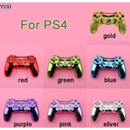 YuXi Chrome Case Front back / Upper Lower Cover Housing Shell for Sony PS4 DualShock 4 Controller Gamepad. JDM-001 Old Version