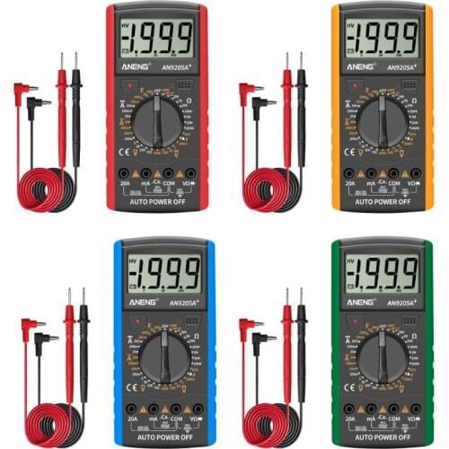 AN9205A+ LCD Digital Multimeter Voltmeter Ammeter Resistance Tester Anti-burn