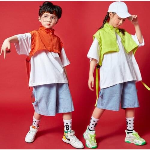 Kid Cool Hip Hop Clothing Oversized T Shirt Tops Streetwear Summer Shorts for Girls Boys Dance Costume Clothes Show Outfits